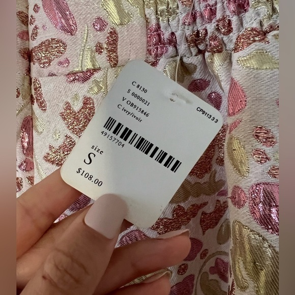 NWT FREE PEOPLE A-line Jacquard Metallic Floral Mini Dress Small - Picture 5 of 6